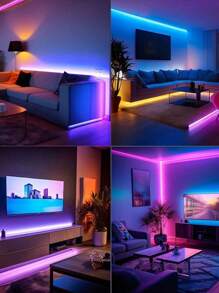 3ft-98ft RGB LED Strip Lights With 44-Key Remote Control, Adjustable Color & Brightness, Cuttable Length, Easy Installation, Suitable For Home Decor, Holiday Ambience, Party Lighting, & Fun Lamps - 彩色 - 查看 6