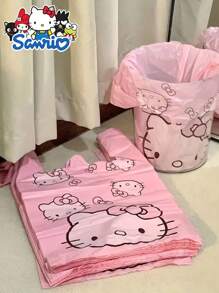 Sanrio 50 piezas Bolsas de basura desechables de diseño rosa de dibujos animados de Sanrio KTM de material PET, adecuadas para sala de estar, dormitorio, baño y cocina, solución de regalo y almacenamiento, bolsas de limpieza de diseño de dibujos animados lindos, bolsas de basura de escritorio Kawaii, botes de basura para el hogar, la oficina y la cocina, bolsas de almacenamiento para camping al aire libre