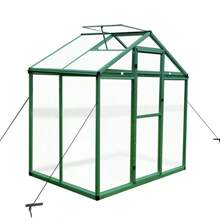 Newly Marketed Gain Height Windproofaluminum Greenhouse 6x4 FT Polycarbonate Greenhouse Raised Base And Anchor Aluminum Heavy Duty Walk-In Greenhouses For Outdoor Backyard In All Season - 綠色如圖 - 查看 7