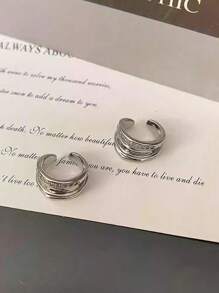 1 件欧美时尚金属锆石耳夹，奢华简约精致耳环，无穿孔 C 形耳环，独特设计，日常佩戴，生日礼物 - 銀色 - 查看 3