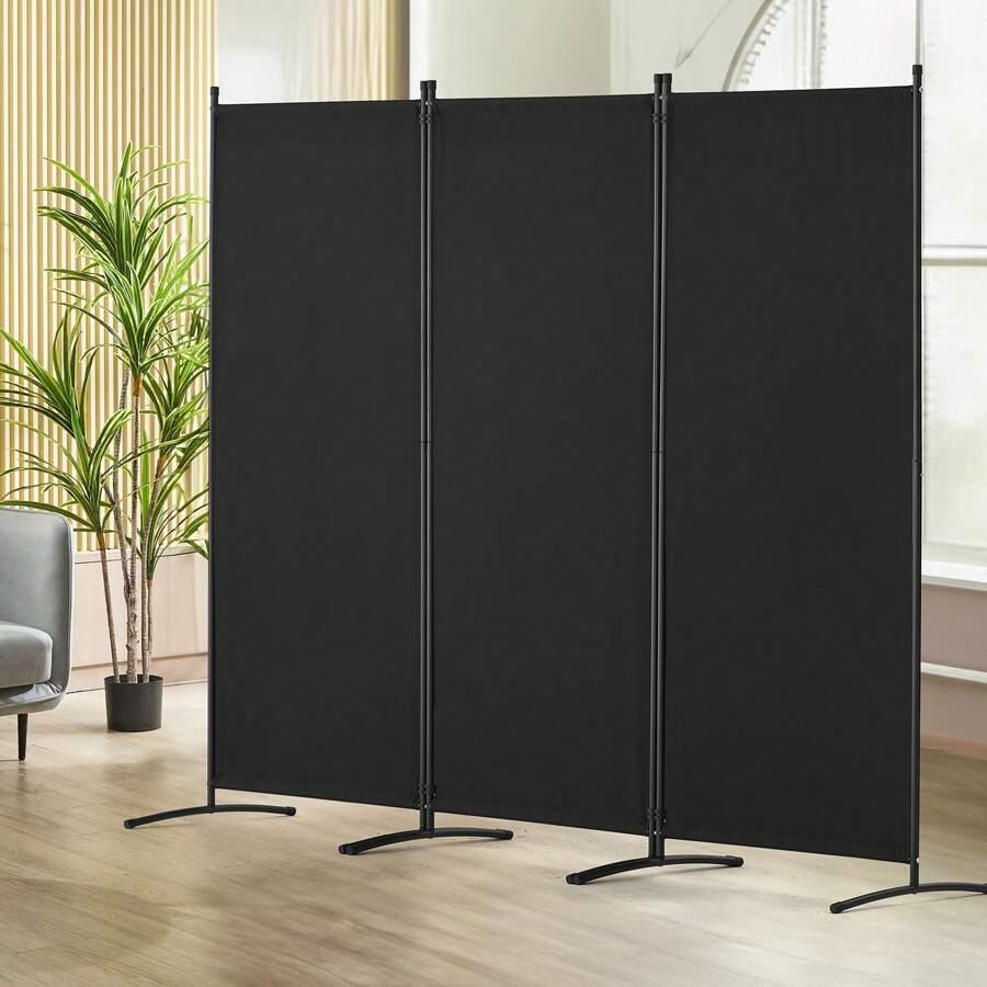 Room Or Office Divider, 1-4 Panel Room Divider And Folding Privacy Screen, Fabric Partition, Noise Reduction And Room Divider, With Or Without Wheels, For Office, Bedroom, Dining Room, Study, Freestanding, Black, White, Light Grey, Beige, Light Blue, Brown Or Dark Grey - 102*71 inch, màu đen, 3 tấm - Xem 1