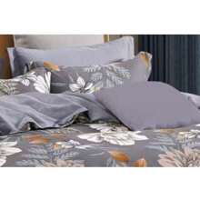 Bộ đồ giường mới 100% cotton họa tiết hoa lá màu xám xuân/thu - Bộ ba món xám + hoa lá (200*220CM) - Xem 3