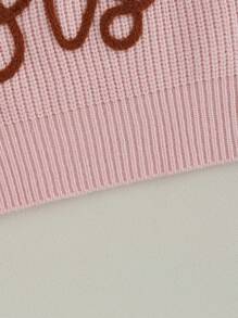 Suéter de otoño para niña, jersey de punto de manga larga con cuello redondo y estampado floral bordado. - Rosa - Ver 8