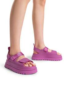 Women Platform Wedges Sandals Chunky Open Toe Comfortable Walking Casual Fashion Flat Sandals With Adjustable Hook Loop Straps Outdoor Shoes - 玫紅色 - 查看 5