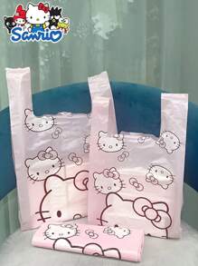Sanrio 50 piezas Bolsas de basura desechables de diseño rosa de dibujos animados de Sanrio KTM de material PET, adecuadas para sala de estar, dormitorio, baño y cocina, solución de regalo y almacenamiento, bolsas de limpieza de diseño de dibujos animados lindos, bolsas de basura de escritorio Kawaii, botes de basura para el hogar, la oficina y la cocina, bolsas de almacenamiento para camping al aire libre
