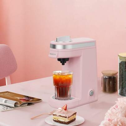  CHULUX Single Serve Coffee Maker With Reusable Filter For Coffee Capsules, Tea Capsules And Ground Coffee, 12 Ounce Built-In Water Tank, Pink