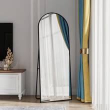 Miroir pied à pied, miroir sur pied incurvé de 165 x 60 cm pour montage mural, appuyé au mur ou posé au sol, miroir grand format pour le corps entier comme miroir de coiffeuse pour le salon, la chambre à coucher, la salle de bain - Miroir pleine longueur de 162 cm