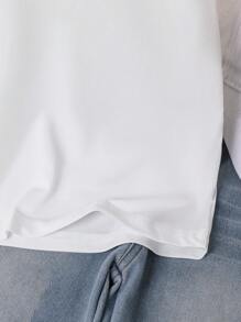 Young Girl' Outdoor Casual Holiday California Beach Scenic Round Neck Breathable Short Sleeve T-Shirt, Summer Wear - White - View 5