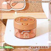 1 pieza Sacapuntas doble hueco con tapa divertido de Capibara, sacapuntas y cuchilla para lápices mini creativa con dibujos animados, patrón aleatorio, artículo de regalo - Multicolor - Ver 8