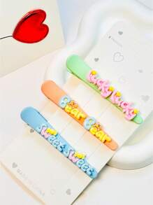 5pcs Cute Letter Pattern Everyday Wear Bathroom Hair Clips Back To School