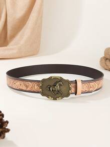 Western Cowboy Stijl Verstelbare Paardenpatroon Retro Mode Riem