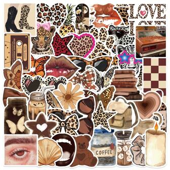 50pcs Leopard Print Aesthetic Graffiti Stickers Cheap Stickers Vinyl Stickers For Diary Stickers Hand Tent Stickers Decorative Party Skateboard Phone Case Water Cup Guitar Sticker Sticker Can Diy Sticker Sticker Laptop Sticker