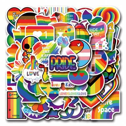 Adesivi per orgoglio, 55 adesivi arcobaleno per pacchetti di adesivi LGBTQ in articoli per l'orgoglio bi, trans e lesbico, adesivi gay per laptop, case, moto, caschi, forniture scolastiche, ritorno a scuola
