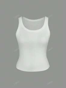 Women's Sleeveless Ribbed Knit Form-Fitting Sexy Y2K Solid Color Cami Top Suitable For Commute, Casual And Outdoor Wear, Spring/Summer