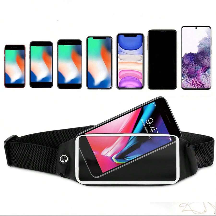 Touchscreen Sports Running Waist Bag For Devices Under 6.5 Inches, With Headphone Hole, Lightweight Music Phone Pouch, Marathon Running Waist Belt, Unisex Casual Sports Pack - Multicolor - View 1