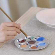 10pcs/5pcs/1pc Aluminum Painting Palette, Rectangular & Round Palette, Art Supplies, Painting Color Mixing, Reusable & Washable,Back To School,School Supplies