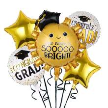 Conjunto de decoraciones para ceremonia de graduación, globos con forma de birrete de graduación de aluminio, suministros para fiesta de graduación escolar, decoración de escenario y aula - Multicolor - Ver 9