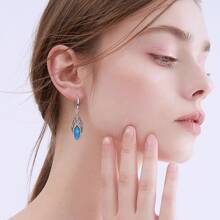 Pendientes colgantes de ópalo para mujer, pendientes de plata de ley 925 con nudo celta, pendientes de gancho para pesca, joyas de cumpleaños como regalo para ella
