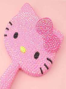 Sanrio 1 pieza Espejo de mano mini de Hello Kitty de Sanrio, espejo de maquillaje DIY con diseño de gato de la suerte, portátil para viajar (algunos colores de los accesorios al azar)