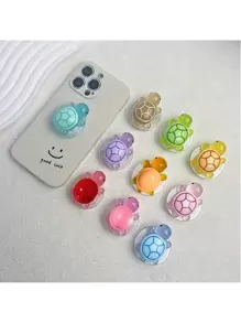 1 pieza Soporte de teléfono con forma de tortuga luminosa, elaborado en material ABS, pequeño, plegable y retráctil, adecuado para smartphones, soporte de teléfono creativo, ideal como regalo para amigos, compatible con iPhone y teléfonos Android, regalo para cumpleaños, familia y amigos, agarre de teléfono deslizante, accesorios de teléfono