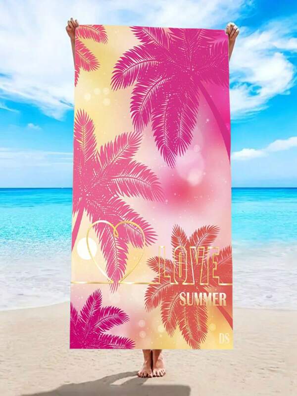 Purple Leopard Print Bow Fiber Beach Towel - Quick Dry, Lightweight, Extra Large