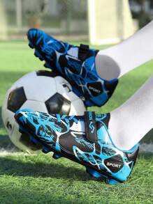 Unisex Youth Long Studs TPU Sole Grass Field Anti-Kick Football Shoes, Rubber Sole For Daily Training & Professional Soccer Shoes