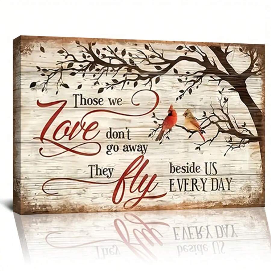 Framed   Canvas Painting, Cardinal Those We Love Don'T Go Away, They Fly Beside Us Every Day,Wall Art Prints  For Living Room&Bedroom,Home Decoration,Festival Gift,