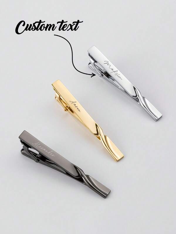 1 Stück individuelle Text Gold- und Silber-Twist-Form Krawattenklammer, lässige Mode Herren Krawattenklammer, passend für Frühlings-Krawattenklammer, Metall-Krawattenklammer, geeignet als Valentinstag-Geschenk, Vatertags-Geschenk, Hochzeitsgeschenk, Geschenk für den Ehemann, Geschenk für den Freund.