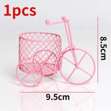 1pc Pink Wrought Iron Tricycle Candy Basket Cosmetics Shelf Wedding Candy Box Creative Wedding Gift Ornaments Gifts Birthday Graduation
