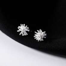 1pc Dainty Dandelion Design Stud Earring Made Of 925 Sterling Silver, Hypoallergenic, Bohemian & Minimalist Style For Women's Date Outfits