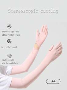 1 pièce Nouveaux gants longs de protection solaire pour femmes d'été. Ces manches de bras en soie glacée peuvent bloquer les rayons ultraviolets. Ils conviennent pour le cyclisme et la conduite, avec des fonctions anti-dérapantes et tactiles. Ils sont extra-longs pour couvrir les bras et parfaits pour une utilisation extérieure.