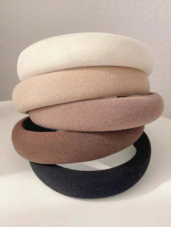 2 Stücke/3 Stücke elegante einfarbige Schwamm Stirnbänder - breite Mode Make-up Wasch Gesichts Haar Accessoires