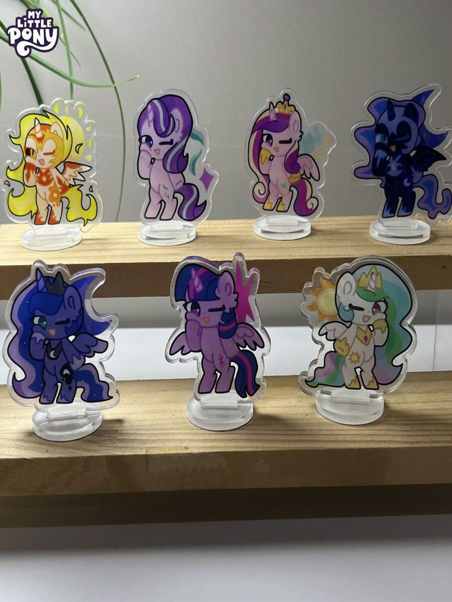 7pcs  Acrylic Cartoon Character Twilight Sparkle Decor, Suitable For Desktop, Bedroom, Room Decor, Great Gift For Friends, Birthday, Holiday, All Year Round Desk Ornament Gifts Graduation