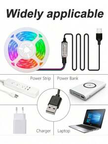 3ft-98ft RGB LED Strip Lights With 44-Key Remote Control, Adjustable Color & Brightness, Cuttable Length, Easy Installation, Suitable For Home Decor, Holiday Ambience, Party Lighting, & Fun Lamps - 彩色 - 查看 7