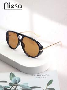 1 Stück Damen Piloten-Rahmen Metallbein PC (Polycarbonat) modische Modebrille für Strand, Party, Reisen, einfarbig, Boho-Stil, geeignet für alle Jahreszeiten für Sommerurlaub am Strand, Outdoor, Reisen