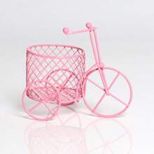 1pc Pink Wrought Iron Tricycle Candy Basket Cosmetics Shelf Wedding Candy Box Creative Wedding Gift Ornaments Gifts Birthday Graduation