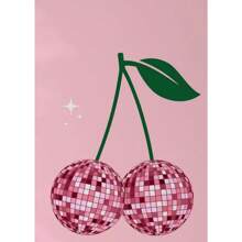1pc Cherry Disco Ball Changes Fashionable Art Maximum Wall Bar Room Home Decoration Wall Cherry Pink Canvas Painting No Frame