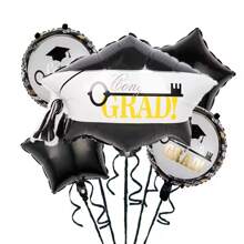 Conjunto de decoraciones para ceremonia de graduación, globos con forma de birrete de graduación de aluminio, suministros para fiesta de graduación escolar, decoración de escenario y aula - Multicolor - Ver 6