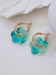 1 paire de boucles d'oreilles acryliques minimalistes et de luxe, légères et bleu clair, convenant aux femmes pour un port quotidien, parfait cadeau pour les amis