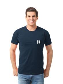 Alfa Romeo Men's Round Neck Cotton T-Shirt - Navy Blue - View 1