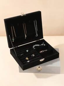 1pc Transparante Sieraden Opbergdoos, Gemaakt Van Anti-Oxidatie Fluweel En Acryl, Hoogwaardige Elegante Accessoire Displaydoos, Geschikt Voor Oorbellen, Ringen, Kettingen, Armbanden, Hangers, Moederdag, Valentijnsdag, Vriendinnencadeau