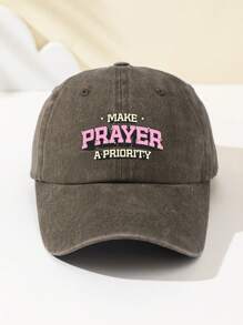 1 pieza Gorra de béisbol con parte superior suave y ajustable con la palabra "ORACIÓN" para mujer, sombrero de moda para exteriores, protección solar transpirable, adecuado para deportes al aire libre, camping, viajes y regalos de vacaciones