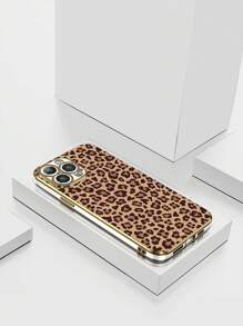 1pc 6D Electroplated White TPU Leopard Print Shockproof Phone Case Compatible With Apple, Compatible With OPPO Phones,International Version, Not The Domestic Version - Multicolor - View 2