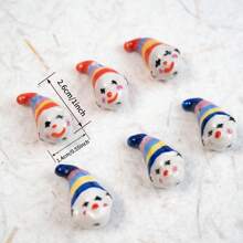 Set de 5 cuentas de cerámica azules y rojas pintadas a mano con caras de payaso lindas y divertidas para hacer collares, pulseras, aretes, cadenas de teléfono y accesorios de joyería (hechas a mano, cada pieza es única, la desigualdad de color es normal)