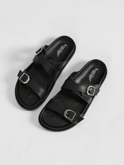 Zapatillas de mujer con tiras cruzadas, nuevas sandalias planas casuales de verano para uso en exteriores