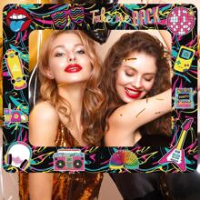 1 PC Inflatable Selfie Frame,75*65 Party Photo Props,Retro Fluorescent Inflatable Party Photo Booth Frame For Women Men Birthday Party Inflatable Picture Frame Prop Birthday Party Decorations