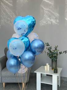 kumozawa 12pcs Heart Shaped Metal Balloons Gift Set (No Straw Included) - Blue - View 7