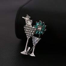Broche con diseño de copa de cóctel de moda, pines joyería creativa como regalo para fiestas de cócteles