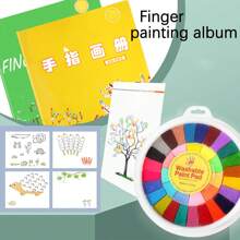 1pc Finger Painting Drawing Book, Handmade Graffiti Painting Stamp Pad Coloring Book, Washable Paint Graffiti DIY Album, Suitable For School, Home, Leisure Time,Mother's Day,Mom's Gift,Back To School,School Supplies