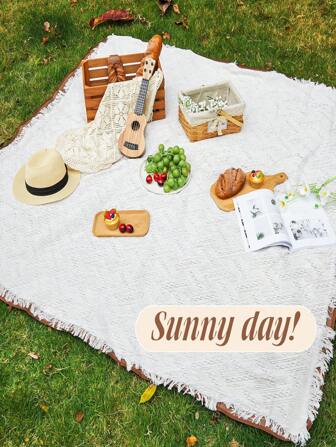 Portable White Picnic Cloth Camping - Influencer Version For Stylish Adventurers -Ins Style Outdoor Camping Mat Picnic Mat Bohemian Camping Blanket Seaside Beach Cloth Waterproof Mat Tableclothr